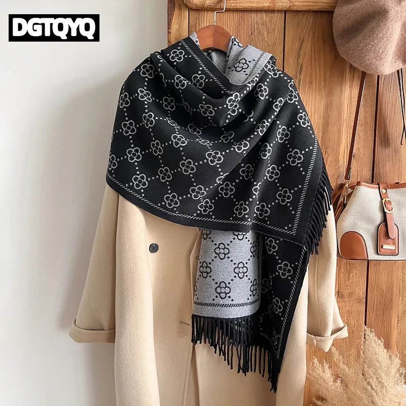 Go Ethnic Fashion - ผ้าพันคอแคชเมียร์สำหรับฤดูหนาว ผู้หญิง อบอุ่น หนา ผ้าพัชมีนา ลายดอกไม้สไตล์ชาติพันธุ์