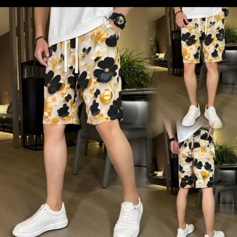 New Ethnic Fashion - กางเกงขาสั้นลายดอกไม้สไตล์ชนเผ่าหมึกพิมพ์ลายดอกไม้คร็อปแพนท์ลำลองแฟชั่นน้ำหนักเบาสำหรับฤดูร้อน