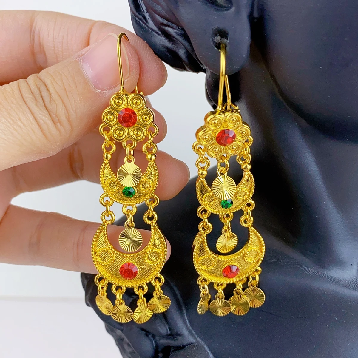 อินเดีย Drop Dangle ต่างหูเครื - Ethnic Fashion India บทวิจารณ์และราคา