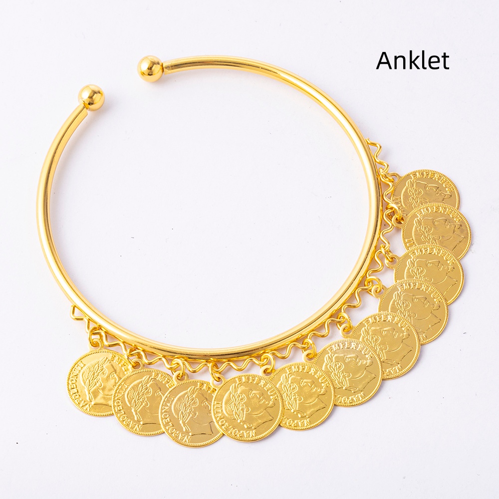 สร้อยข้อเท้าประดับเหรียญโลหะผส - Ethnic Fashion Co In บทวิจารณ์และราคา